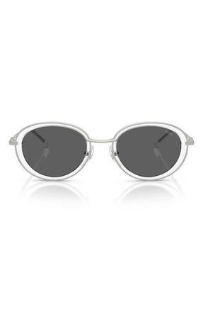 Diesel DL1018 51mm Oval Sunglasses in Matte Silver /Dark Grey at Nordstrom