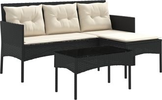 vidaXL Conjunto De Sof&aacute;s De Jard&iacute;n 2 Uds. Negro Y Crema Vidaxl