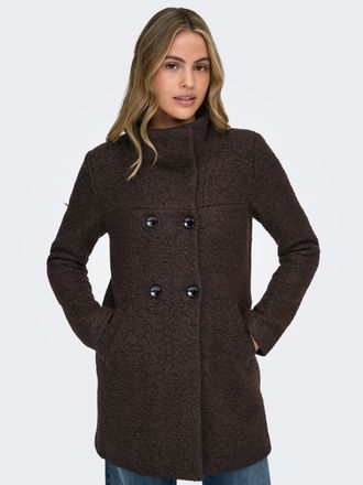 Only Langjacke ONLY ONLNEWSOPHIA WOOL COAT OTW CC, Damen, Gr. S, chocolate torte detail:melange, Web, Obermaterial: 70% Polyester, 30% Wolle, meliert, regu