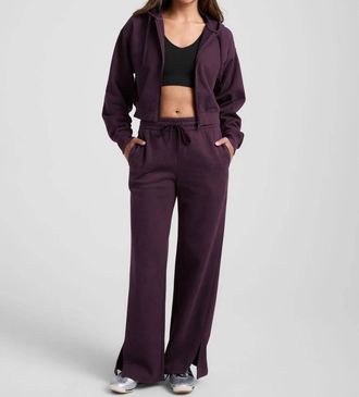 Beyond Yoga Luxefleece Wide Leg Pant In Eggplant Purple