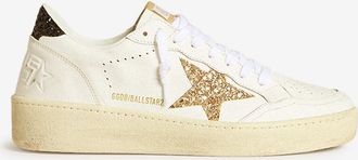 Golden Goose Used-Look-Ledersneakers mit Glitterstern Ballstar 2