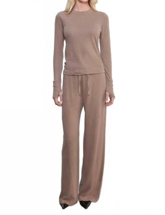 Enza Costa Cashmere Drawcord Pant In Walnut