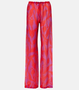 Dries Van Noten Pantalones rectos Pachas de seda
