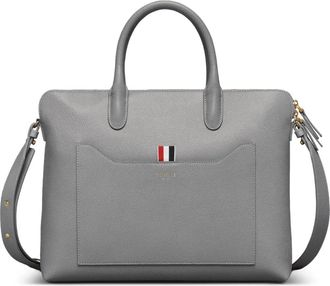 Thom Browne Borsa tote in pelle - Grigio