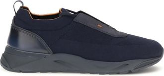 Santoni Navy Blue Stretch Sneakers