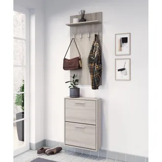 Dmora Mueble Recibidor Sestola, Perchero, 2 Puertas, 2 Compartimentos, 54x28x181h Cm Olmo Marr&oacute;n