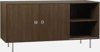 Sweeek Aparador Vintage De Madera Y Acero Inoxidable Con 2 Puertas, 150 Cm