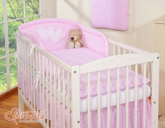 OEM Juego De Ropa De Cama De 3 Piezas 135x100 - Corazones De Lunares Rosas