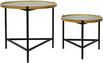 DKD Home Decor Juego De 2 Mesas Dkd Home Decor Negro 64 X 64 X 55 Cm Cristal Metal 8424002055509 S3044085 Dkd Home Decor