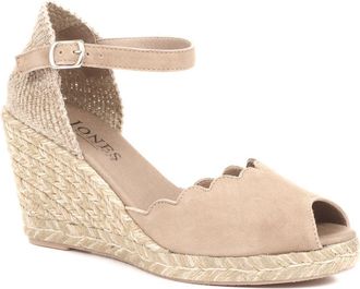 Jones Bootmaker Womens Alejandra Espadrille Wedge Sandals - Sand Suede - Size UK 8