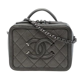 Chanel Pre-owned Filigree Vanity Case - Dames - Pre-owned - Grijs - Maat: ONE Size Leer