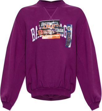 Balenciaga Hoodies & sweatvesten, Heren, Paars, S, Katoen, Sweatshirt met Kleurrijke Print