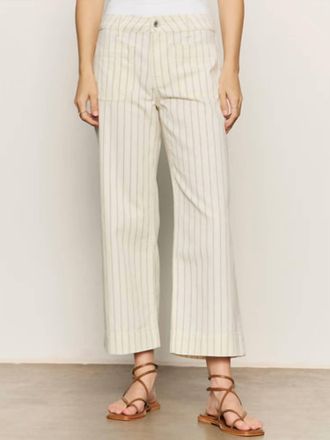Sanctuary Marine Wide Leg Jeans In Bleached White Pinstripe