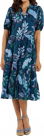 Jude Connally Lois Cotton Voile Dress In Falling Floral Peacock