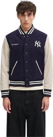 Sporty & Rich Champions Wool Varsity Jacket - Heren - Bomber jackets - Blauw - L - Wol - Jassen