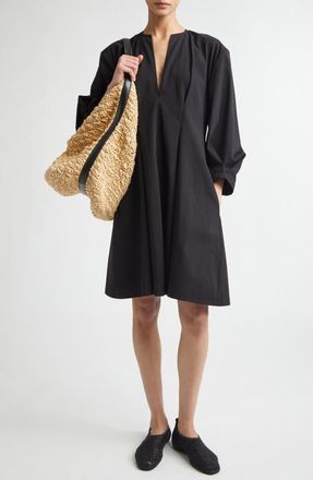 Toteme Bishop Sleeve Cotton Dress in Black at Nordstrom, Size 00 Us