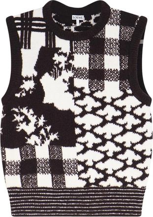 Loewe Mouwloze wollen trui - Dames - Ronde hals truien - Veelkleurig - S - Wol - Truien & Vesten