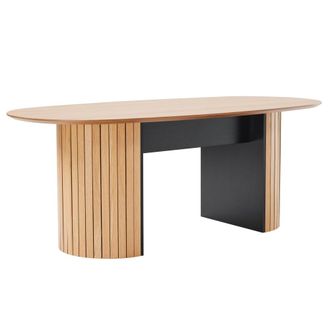 Oviala Mesa de comedor con tablero de MDF chapado en roble, para 10 personas