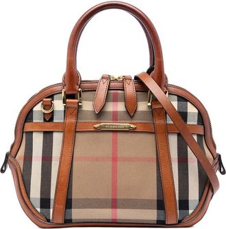 Burberry Pre-owned Burberry Small Leather Trimmed House Check Canvas Bridle Orchard Satchel Ladies U16PT2CO00VE0ZGC