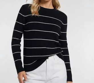 Karen Kane Sayer Stripe Ribbed Sweater In Black And Off-White