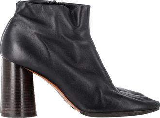 Celine Pre-owned Womens Zipped Block-Heeled Ankle Boots in Black Leather - Size EU 37