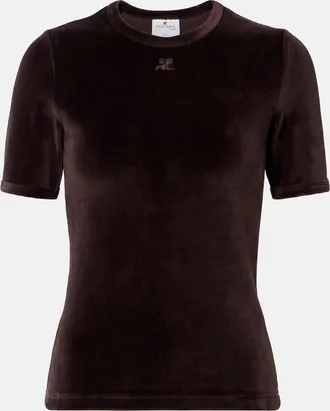 Courr&egrave;ges Courr&egrave;ges Cotton-blend velvet T-shirt