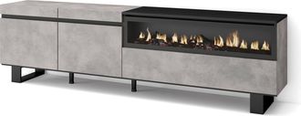 Skraut Home Skraut Home - Mueble Tv, Televisi&oacute;n, Muebles De Sal&oacute;n, Almacenaje, 200x57x35cm, Para Tv Hasta 80, Chimenea El&eacute;ctrica, Dise&ntilde;o Industrial, Estilo Modern