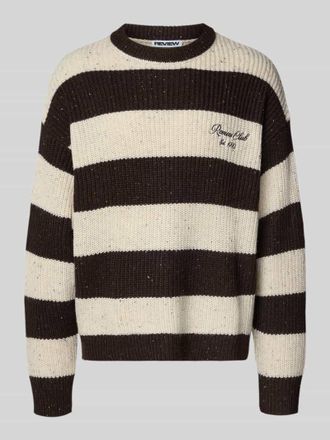 Review Strickpullover mit Label-Stitching in Ecru, Größe XXL
