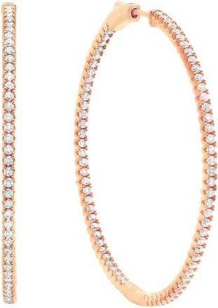 Crislu Small Pavé Cubic Zirconia Inside Out Hoop Earrings in 18Kt Rose Gold/Clear Stone at Nordstrom