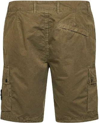 Stone Island Mens Military Green Organic Cotton Twill Cargo Bermuda Shorts Natural (veg) ->