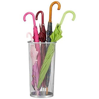 Trade Shop Trade Shop - Porta Ombrelli Cesto Cestino Portaombrelli Metallo Traforato Casa Ufficio Silver