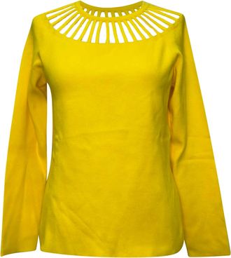 Moschino Boutique Cutout Accent Sweater in Yellow Viscose