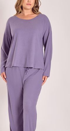 iCollection Waffle Knit Sleep Set with Drawstring Pants in Orchid at Nordstrom, Size 1X