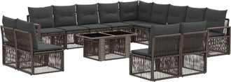 vidaXL Conjunto De Sof&aacute;s De Jard&iacute;n 14 Uds. Gris Y Gris Oscuro Vidaxl