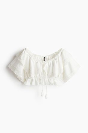 H&M Crop-Top mit Spitzenborten - Weiss