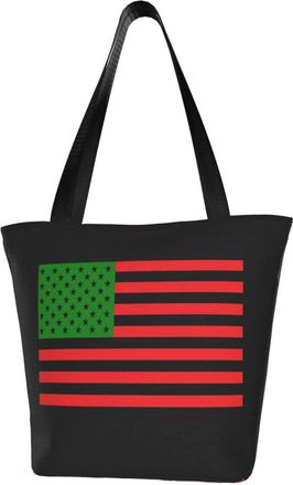 AOOEDM Tote Bag African American Flag Shopping Bags Small Reusable Market Bag Beach Tote Bags Travel Totes