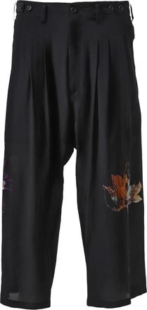Yohji Yamamoto Pantaloni a gamba ampia in seta - Nero