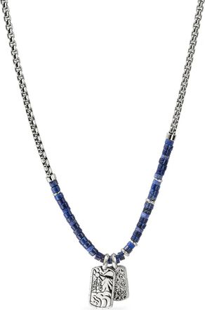 John Hardy sterling silver Heishi Tag lapis lazuli necklace - men - Sterling Silver/Lapis Lazuli - 55