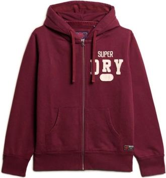 Superdry Hooded Zip-Up Sweatshirt - Heren - Vesten met rits - Rood - S - Katoen - Hoodies & sweatvesten