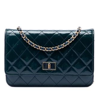 Chanel Pre-owned Wallet on Chain - Dames - Vintage Schoudertas - Blauw - ONE Size - Leer - Vintage