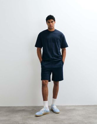 HUGO BOSS HUGO Red - Dinkee - Pantaloncini blu navy con logo tono su tono in coordinato