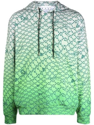 Off-white Hoodie met ombr&eacute;-effect - Groen