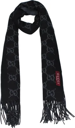 Gucci Uomos Sciarpa Cashmere Grigio/Nero