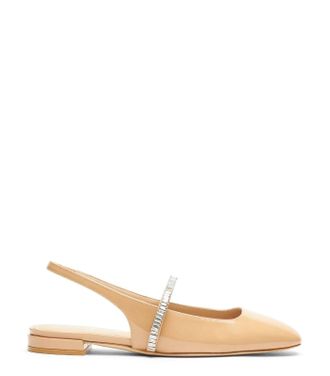 Stuart Weitzman Stefanie Flats Womens Beige Round Toe Slingback HTAT1038