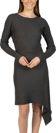 Love Token Asymmetrical Knit Sweater Dress In Charcoal