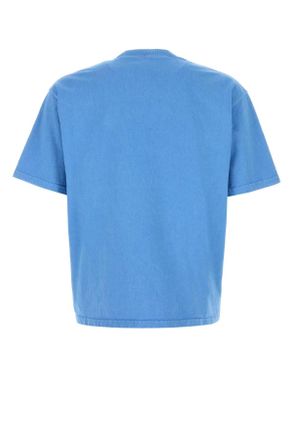 Prada Mens Light Blue Cotton T-Shirt Azzurro Exterior