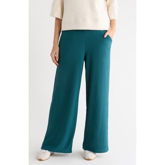Adrianna Papell Ottoman Rib Wide Leg Crop Pants in Ocean Tide at Nordstrom Rack, Size X-Small