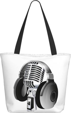 AOOEDM Microphones And Headphones Ladies Shopping Bag 13x11x7in.The Perfect ValentineS Day Gift.It Is The Best ValentineS Day Gift For Mom, Daughter, Wife,Et