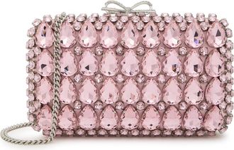 Self Portrait Crystal-embellished Satin box Clutch - Pink - One Size