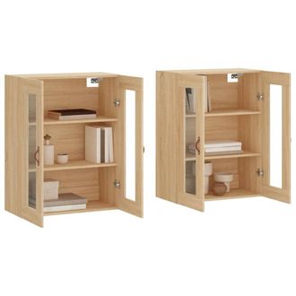 Berkfield Home Wall Mounted Cabinets 2 pcs Sonoma Oak Engineered Wood in Light Oak
